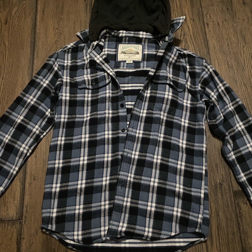American Eagle Flannel With Hoodie